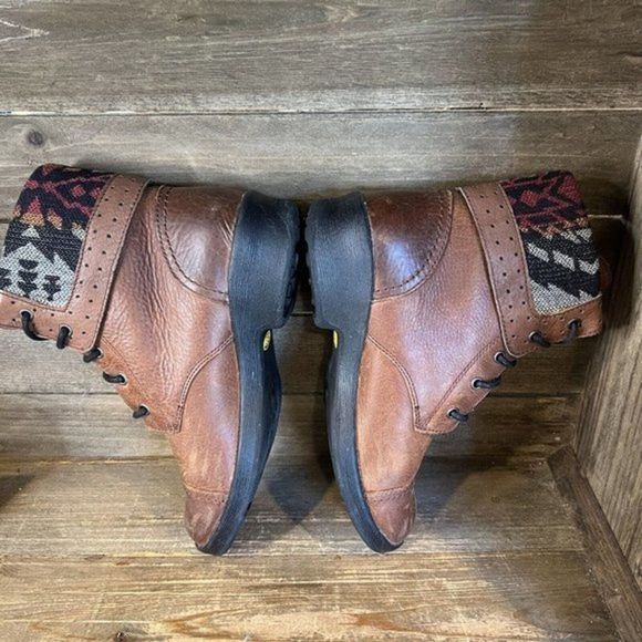 Womens Keen Tyretread Brown Leather Aztec Comfort Ankle Boots Size 6.5 M GUC - Picture 4 of 6